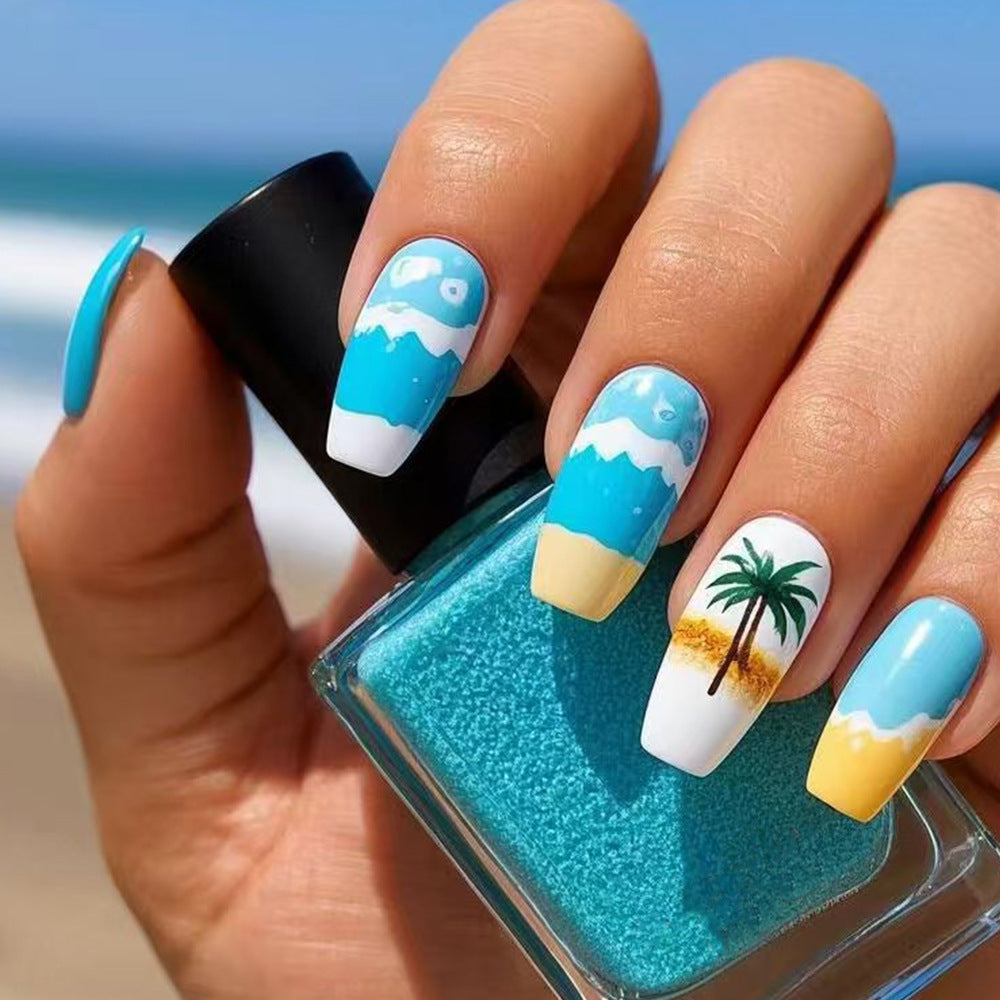 Tropisches Strand-Themen Press-On Nagelset Karnz