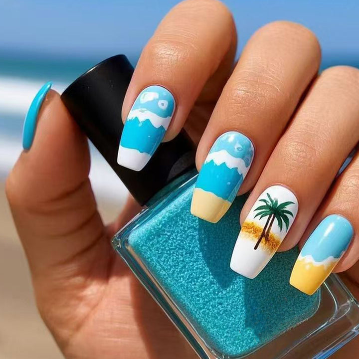 Tropisches Strand-Themen Press-On Nagelset Karnz