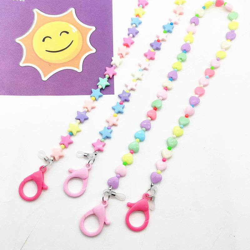 Bunte herzförmige Perlen Brille Kette Karnz