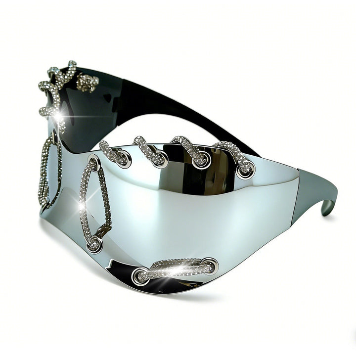 Damen extravagante Sonnenbrille mit einzigartigem Ketten-Design Karnz