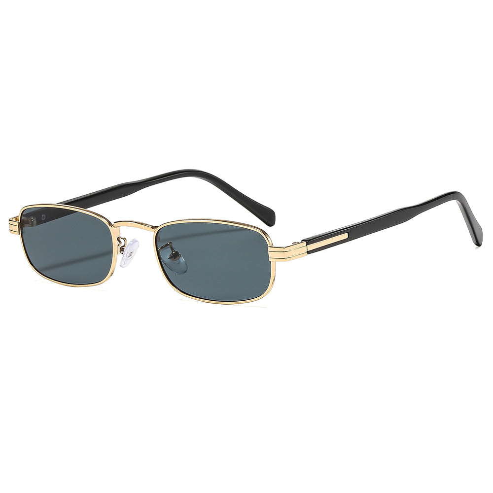 Damen modische Sonnenbrille mit stilvollem Metallrahmen und orangefarbenen Gläsern Karnz