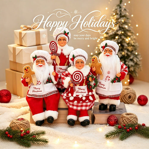 Nostalgische Weihnachtsmann Figur mit Lebkuchen-Keks Karnz