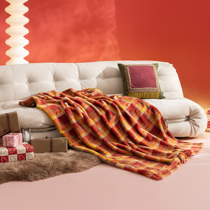 Kuschelige Mikrofaser-Wohndecke mit kariertem Muster, extraweichem Thermofleece und leichtem Wärmeeffekt Karnz