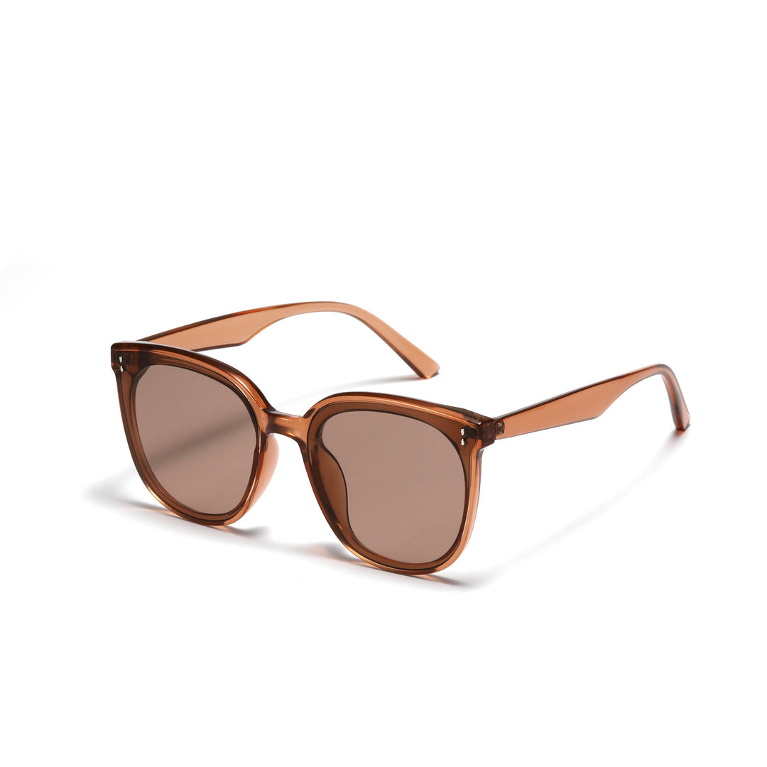 Damen modische quadratische Sonnenbrille mit hochwertigem transparentem Rahmen Karnz