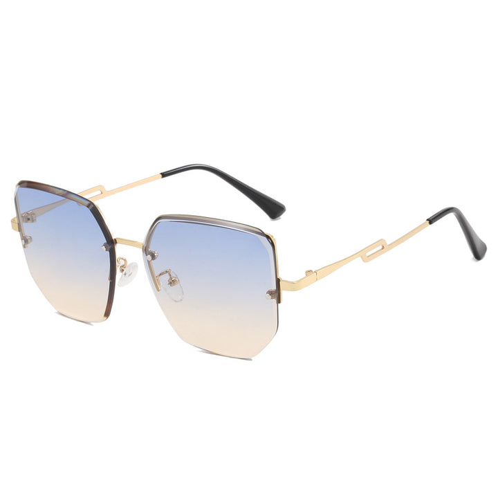Damen geometrische Designer-Sonnenbrille mit verspiegelten Gläsern Karnz