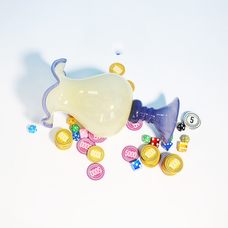 Mouthblown gerippte Podest Kunstglas Trompetenvase Karnz
