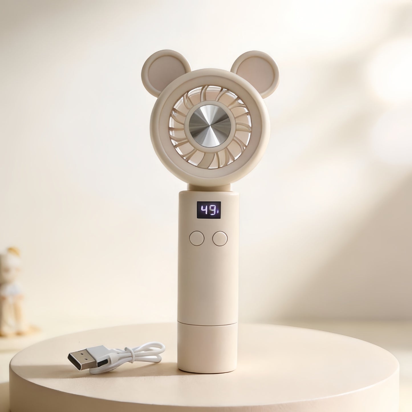 Damen Tragbarer Mini-Handventilator mit LCD-Display Karnz