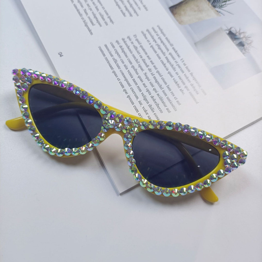 Damen Cat-Eye Sonnenbrille mit funkelndem Kristallbesatz Karnz