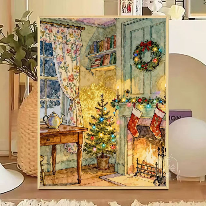Gemütliche winterliche Café-Leinwandkunst Karnz