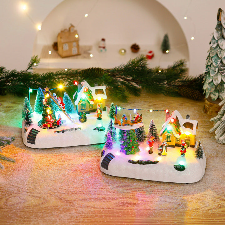 Einkaufszentrum Weihnachtsdorf mit Leuchtenden Figuren Karnz