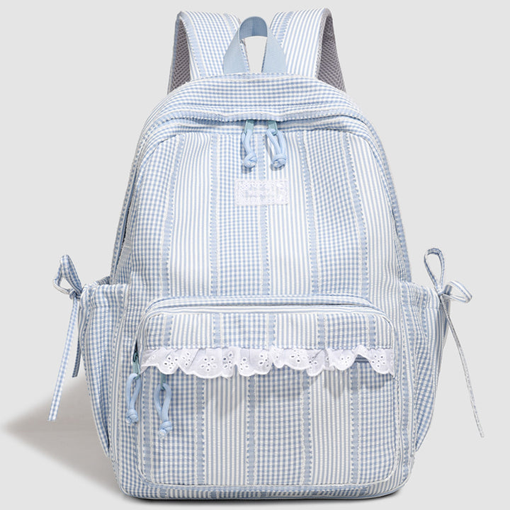 Stylischer gestreifter Rucksack mit Spitzenbesatz Karnz