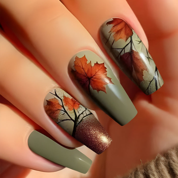 Herbstblatt-Themen Press-On Nagelkunst Karnz