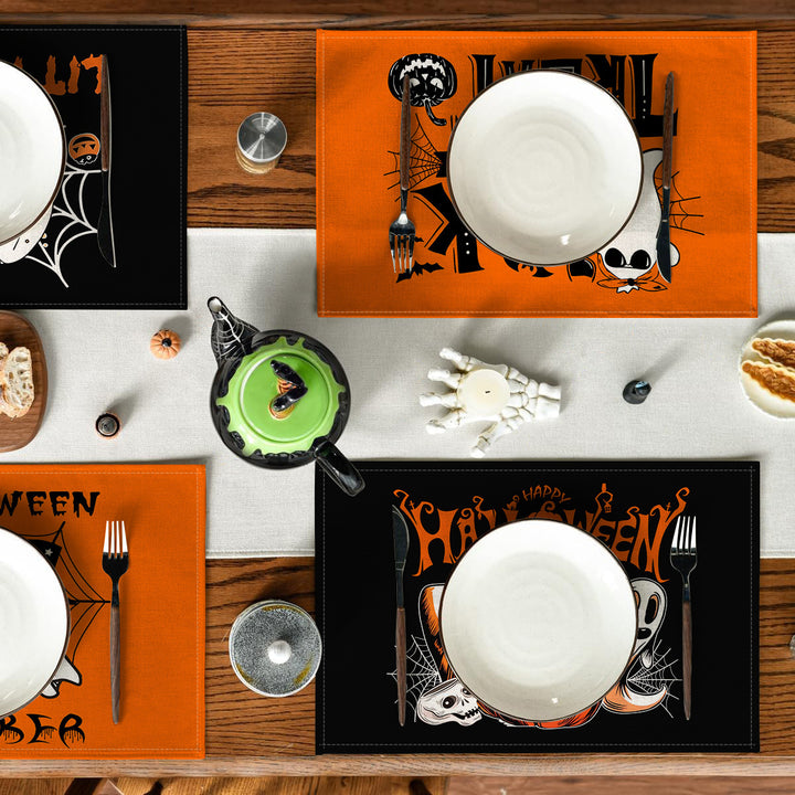 Mehrteiliges Halloween-Tischset aus abwischbarem Vinyl rutschfeste Platzdeckchen
