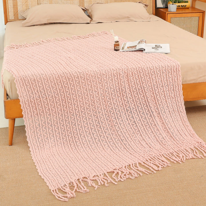 Strukturierte Strickwurfdecke
