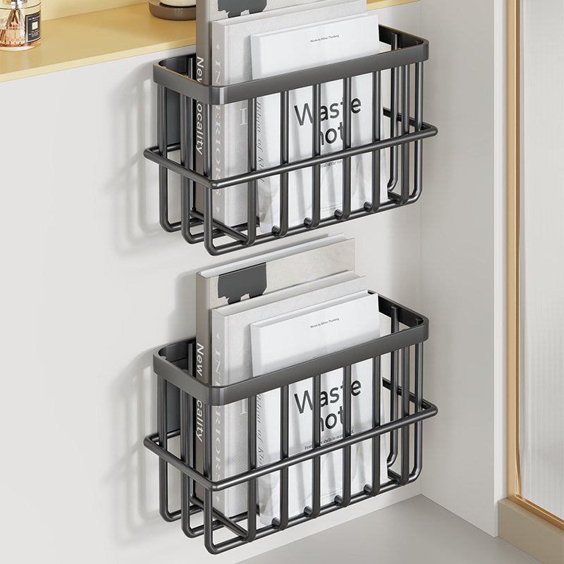 Schlank modular wandmontierter rostfreier Metallzeitschriften- und Dokumentenkorb
