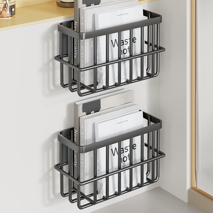 Schlank modular wandmontierter rostfreier Metallzeitschriften- und Dokumentenkorb