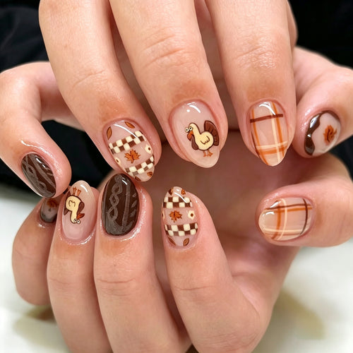 Saisonales Erntedankfest-Themen Press-On Nail Art Set