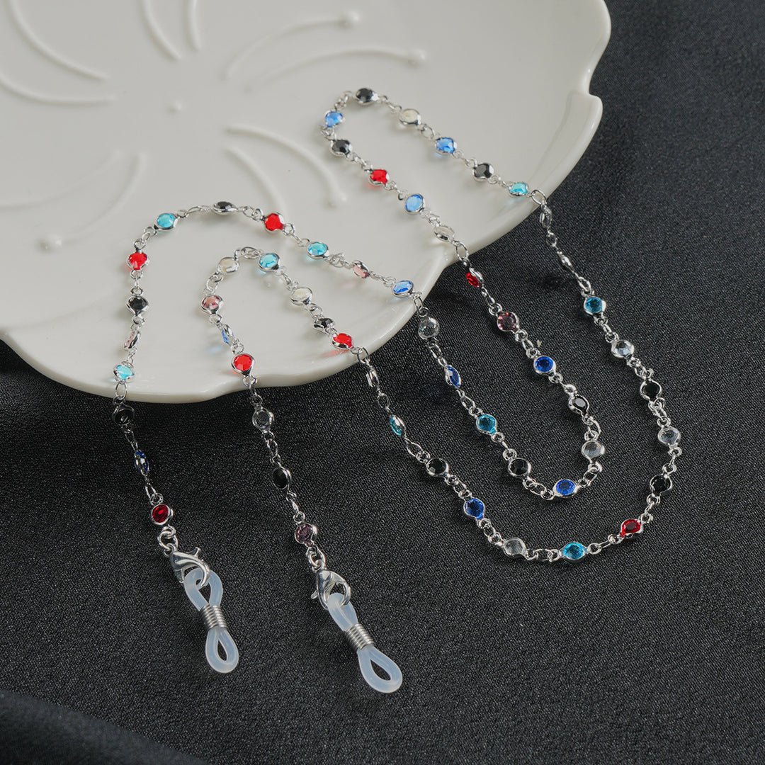 Stylische Edelstein Brillen Kette Karnz