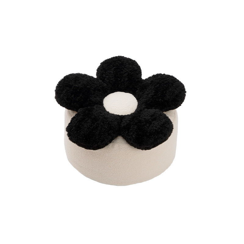Bodensitzpouf in Blütenform mit kuscheliger Teddy‑Fleece‑Oberfläche und abnehmbarem Bezug