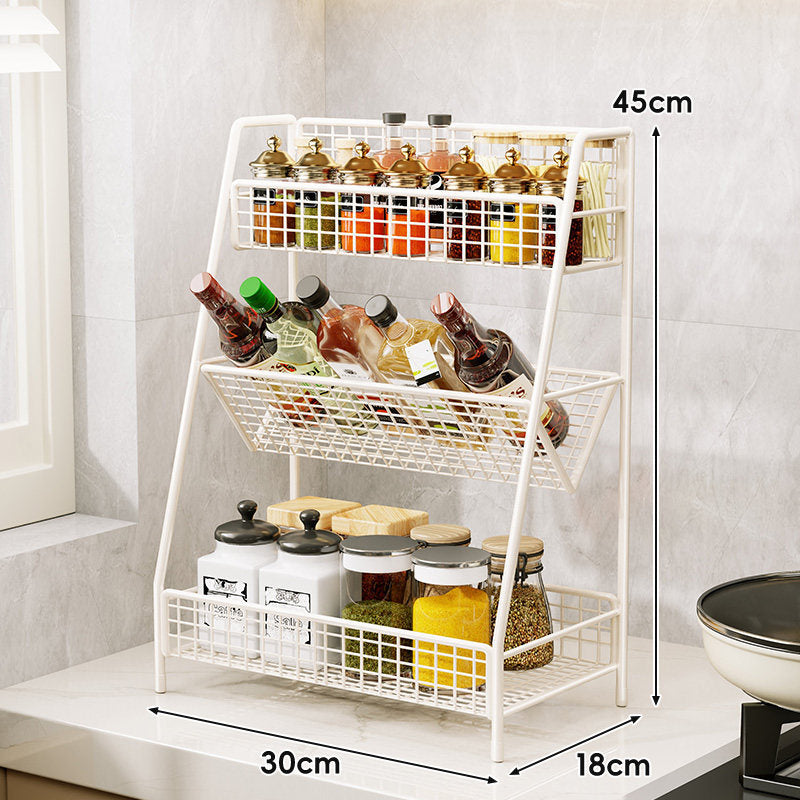 Drei-Tier-Mesh-Arbeitsplatten-Küchenorganisator-Regal für Flaschen und Gewürze