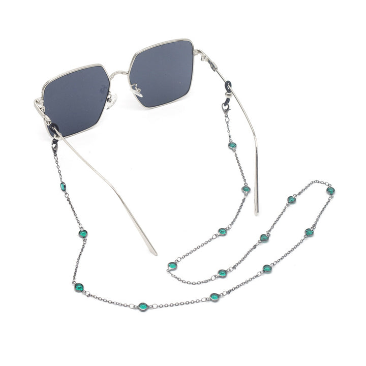 Stylische quadratische Sonnenbrille mit dekorativer Kette Karnz