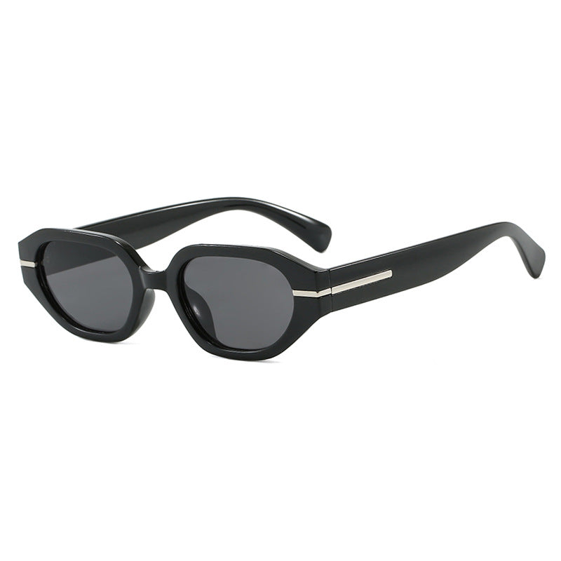 Damen stilvolle geometrische Sonnenbrille mit verspiegelten Gläsern und einzigartigem Rahmen Karnz