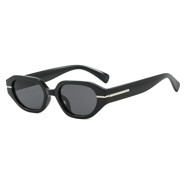 Damen stilvolle geometrische Sonnenbrille mit verspiegelten Gläsern und einzigartigem Rahmen Karnz