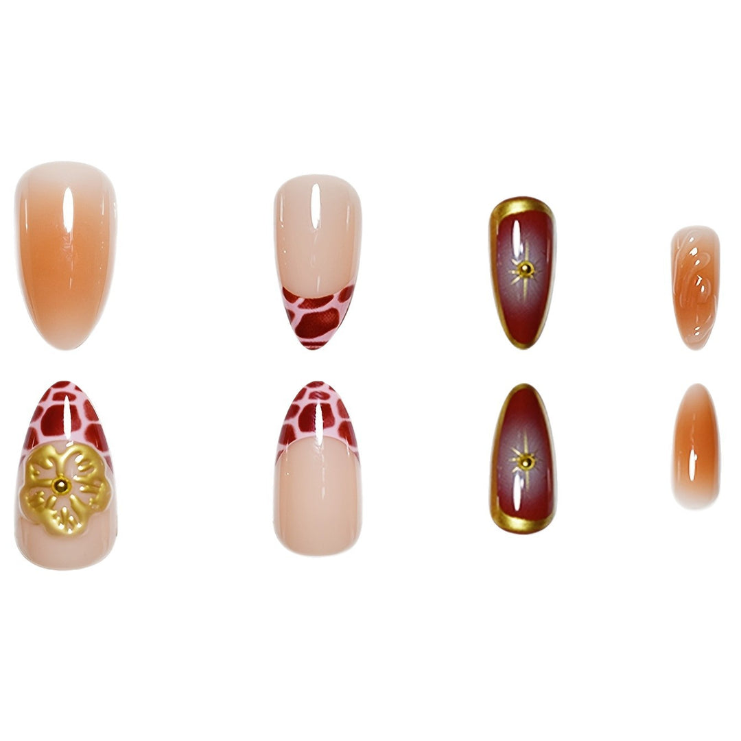 Künstlerische Stiletto-Press-On-Nägel mit floralen und sternförmigen Designs Karnz