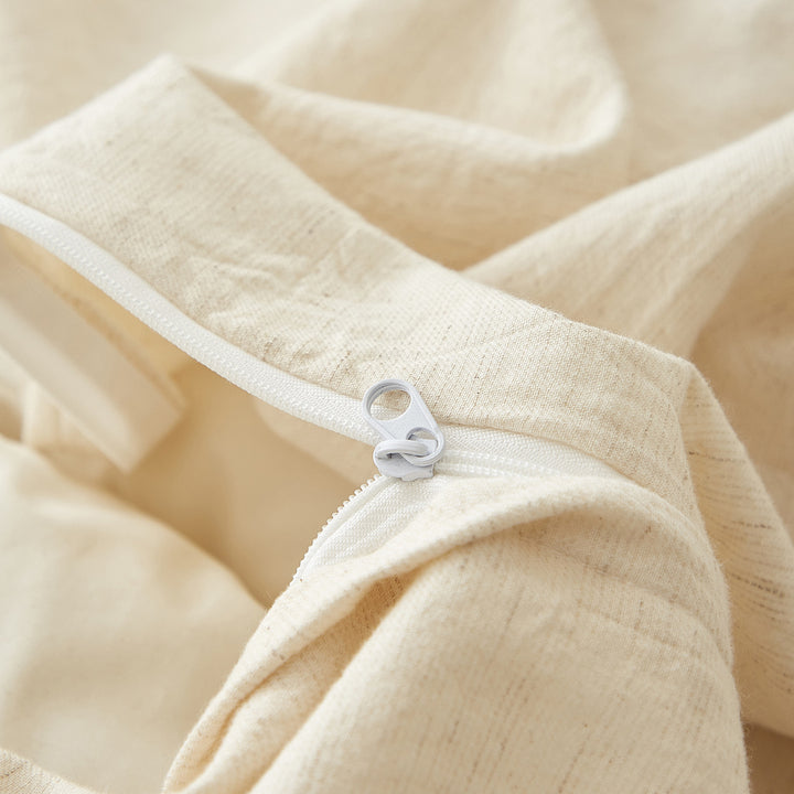 Stonewashed Baumwoll-Leinen-Mischung Bettbezug Set mit Pastellstreifen-Detail
