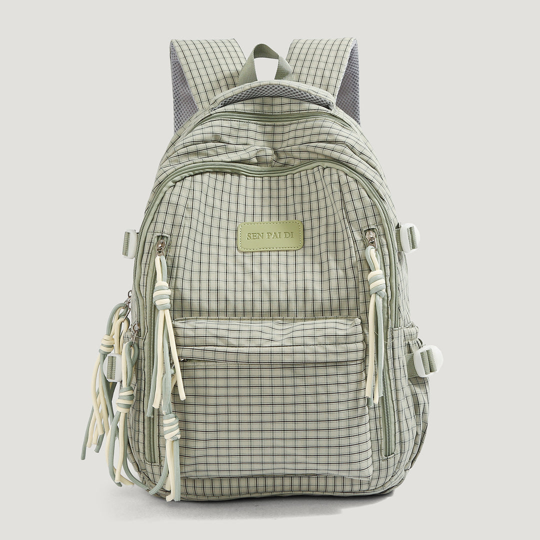 Stylischer kariert Multi-Taschen Rucksack
