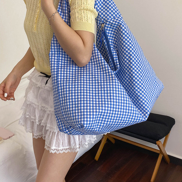 WoGingham Print Slouchy Schultertasche Karnz