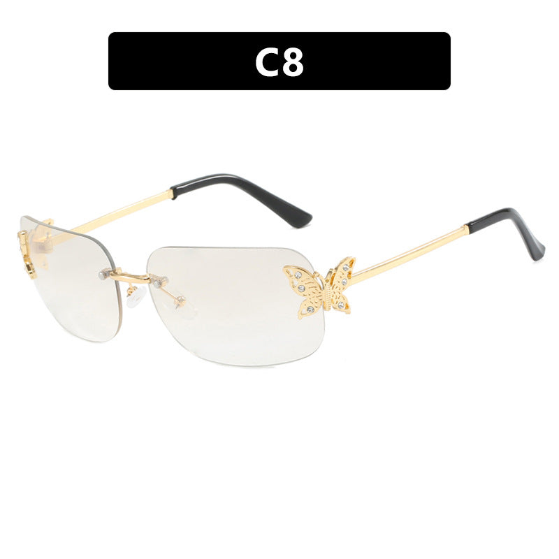 Damen modische Sonnenbrille mit filigranem Schmetterlingsdesign und schützenden Gläsern Karnz