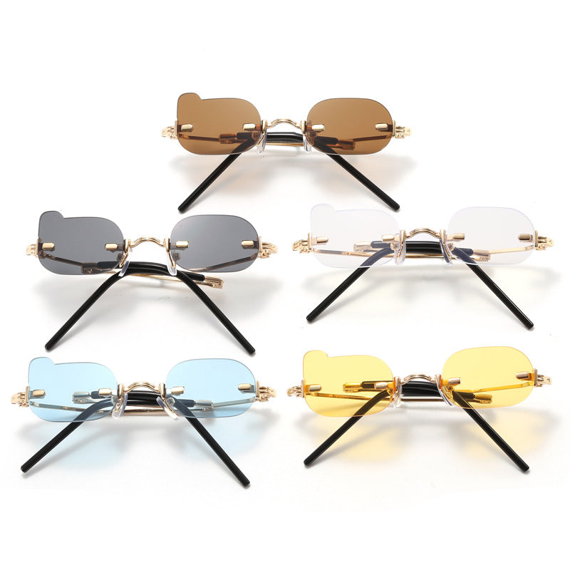Damen exklusive modische Sonnenbrille mit glänzendem Metallrahmen Karnz
