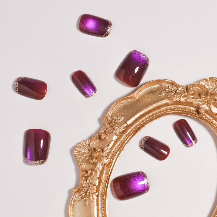 Künstlerisches Press-On-Nagelset mit glänzendem Ombre-Finish Karnz