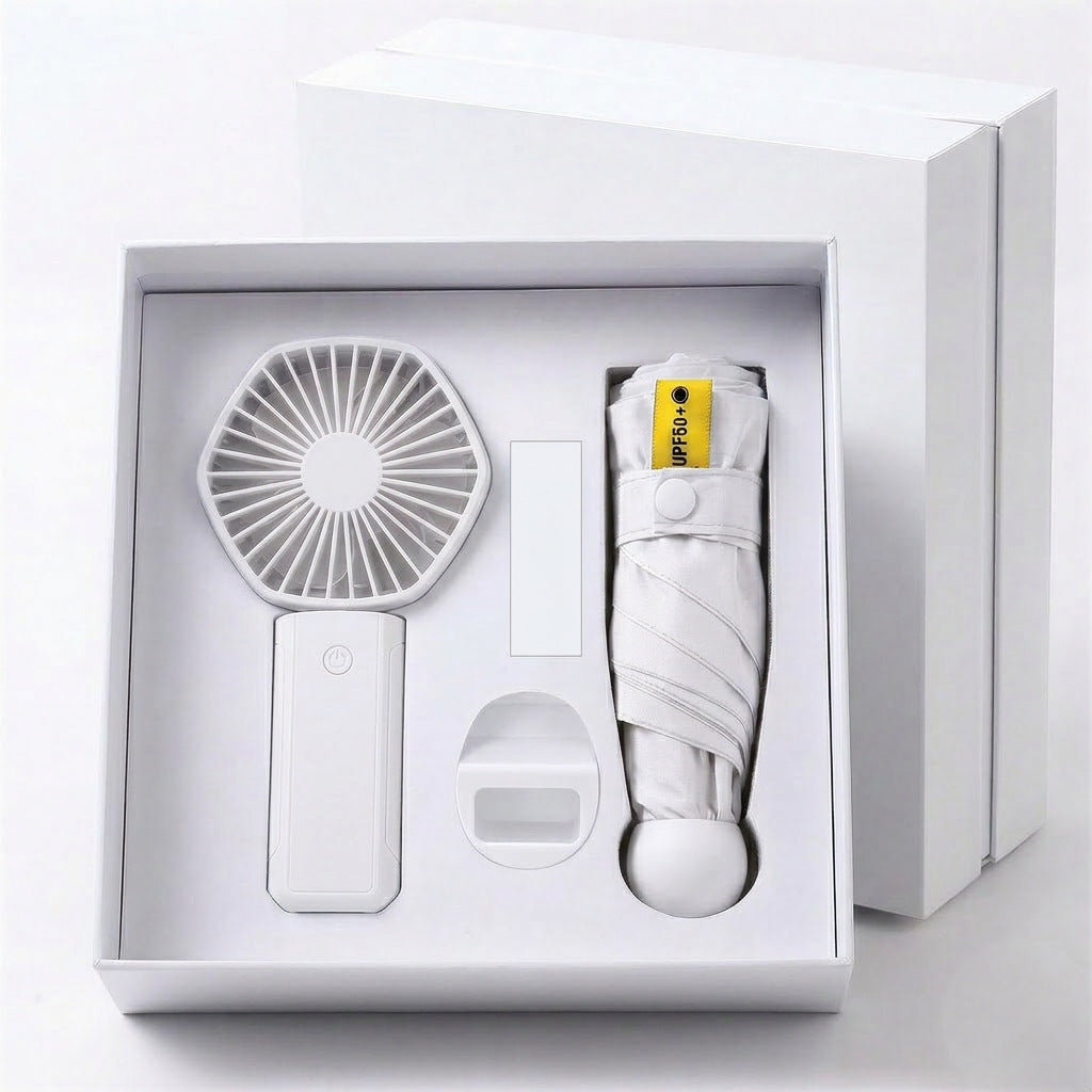 Damen Multifunktionales Set aus tragbarem Ventilator und Regenschirm Karnz