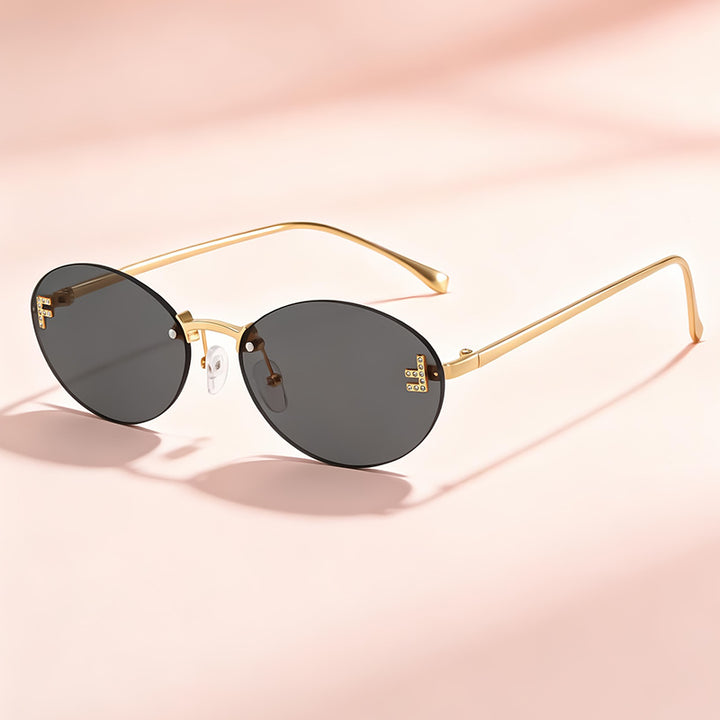 Elegante Metall-Oval-Sonnenbrille Karnz