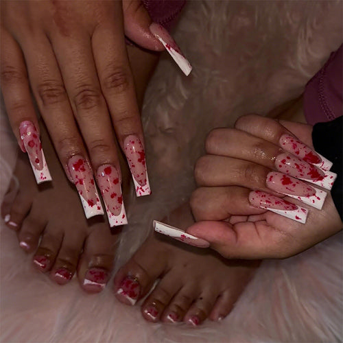 Künstlerisches Marmor-Design Press-On Nail Set Karnz