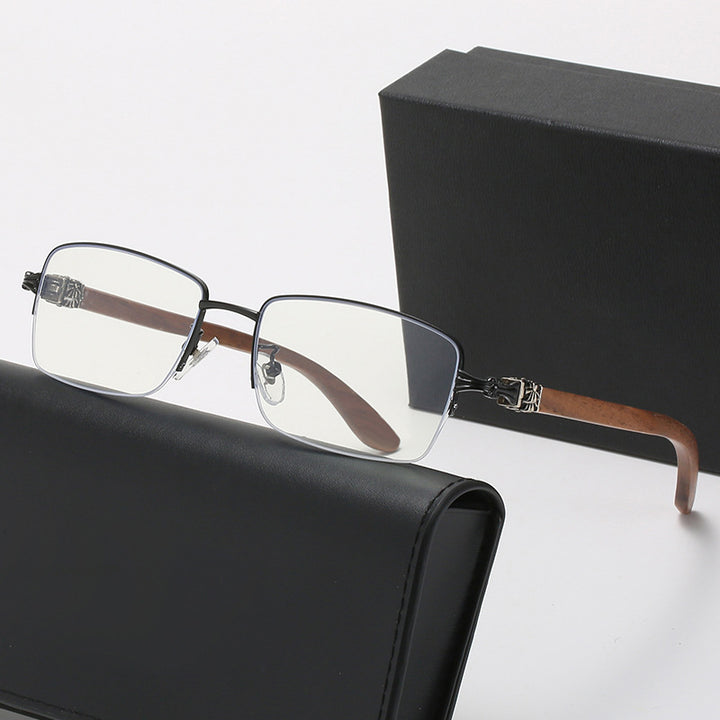 Damen modische Brille mit rechteckigem Rahmen und hochwertigen Holzdetails Karnz