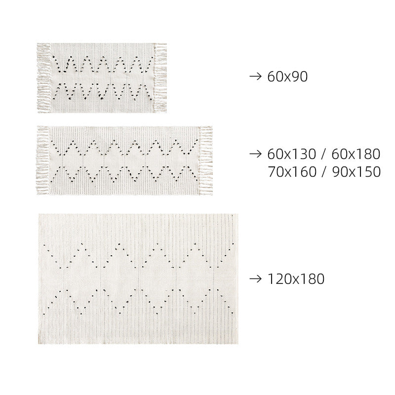 handgewebter Wohnzimmer-Teppich mit Fransen und geometrischem Lochmuster Karnz