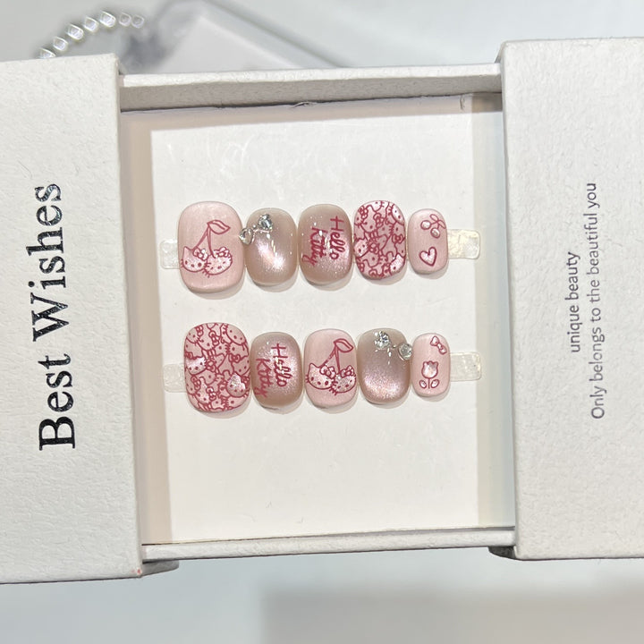 Themen Press-On Nagelkunstset mit Hello Kitty Designs Karnz