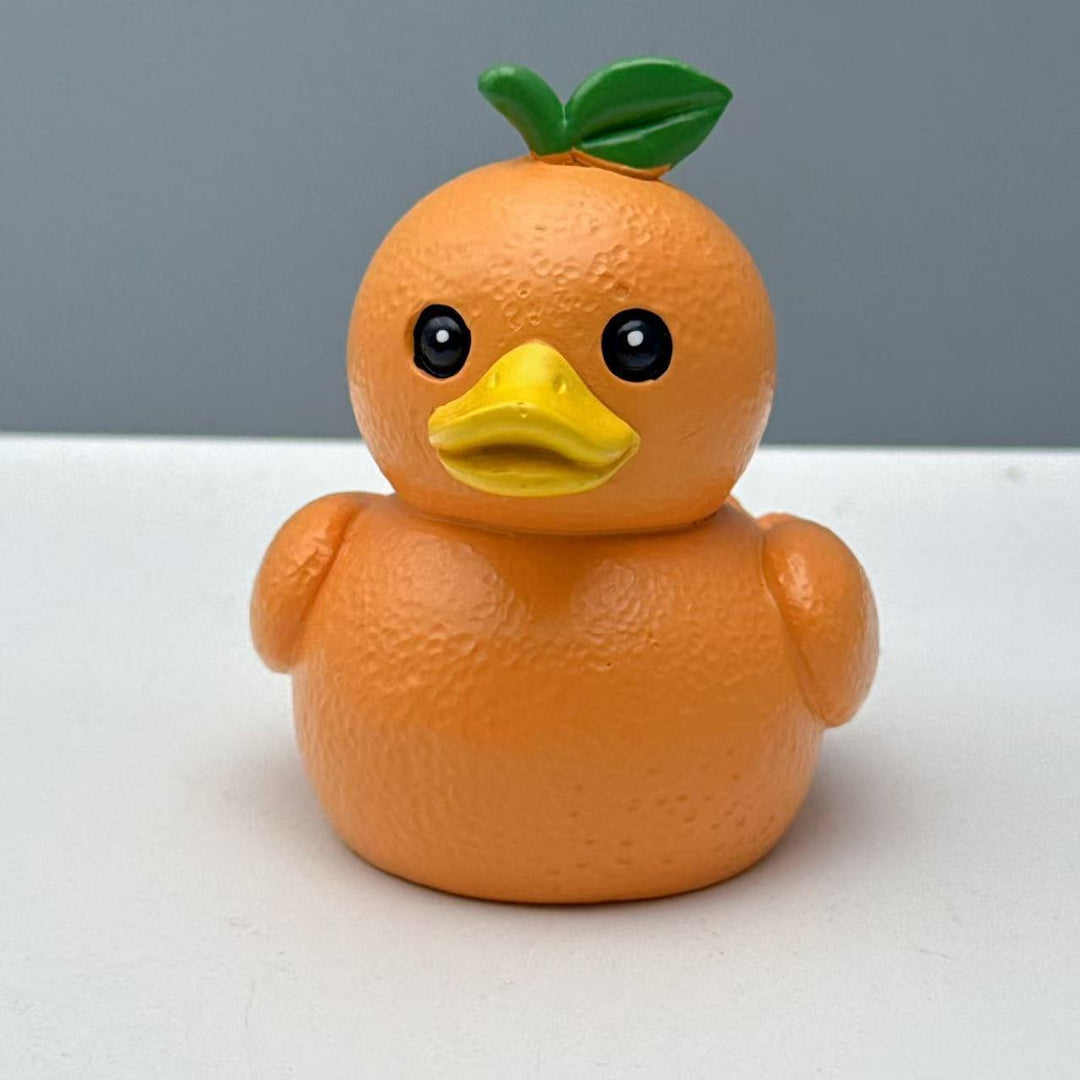 Lustige Gummi-Ente mit Gemüse-Motiv Karnz