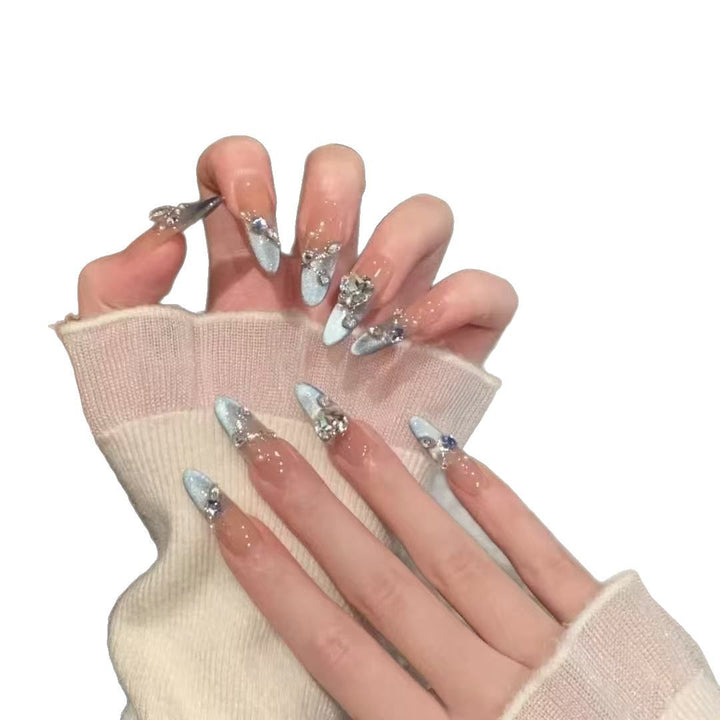 Elegante kristallverzierte Press-On Nägel Karnz