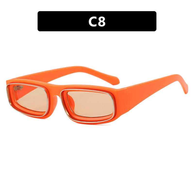 Damen trendige rechteckige Sonnenbrille mit elegantem Farbenspiel Karnz