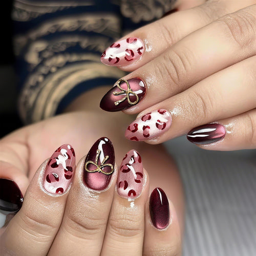 Kreatives Leoparddruck Press-On Nail Art Set