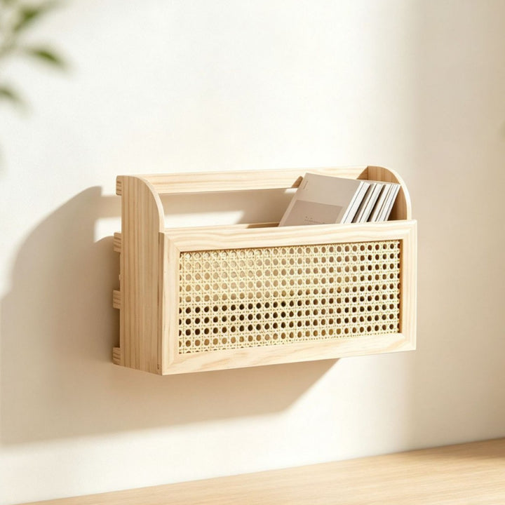 Schicke Aufbewahrungskiste Aus Holz und Rattan Karnz