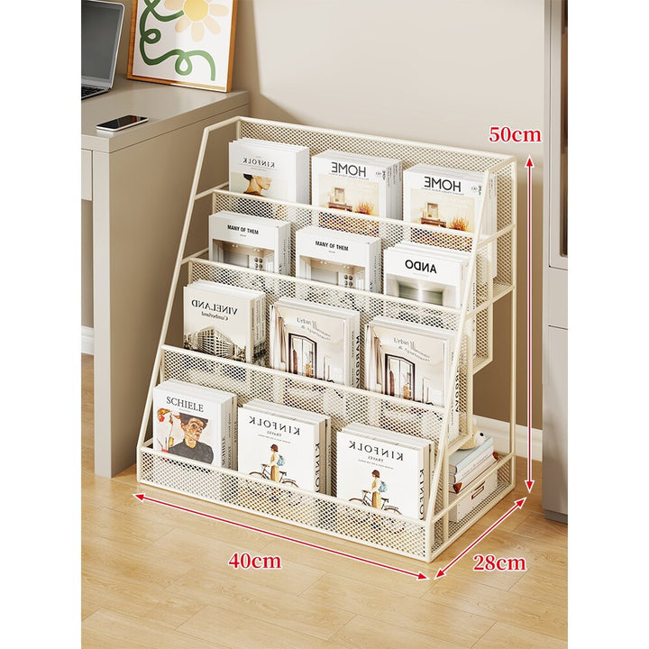 Schräg Mesh Rollender Magazin- und Buchdisplayregal mit Feststellrollen