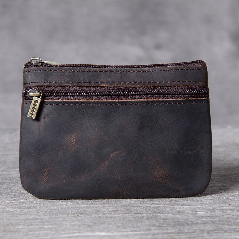 Kompakte Leder Reißverschluss-Münztasche Karnz