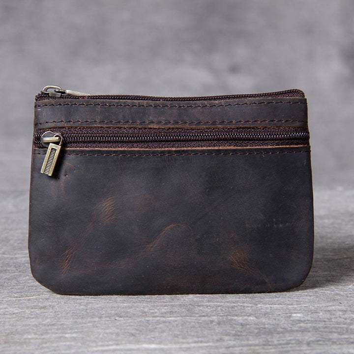 Kompakte Leder Reißverschluss-Münztasche Karnz