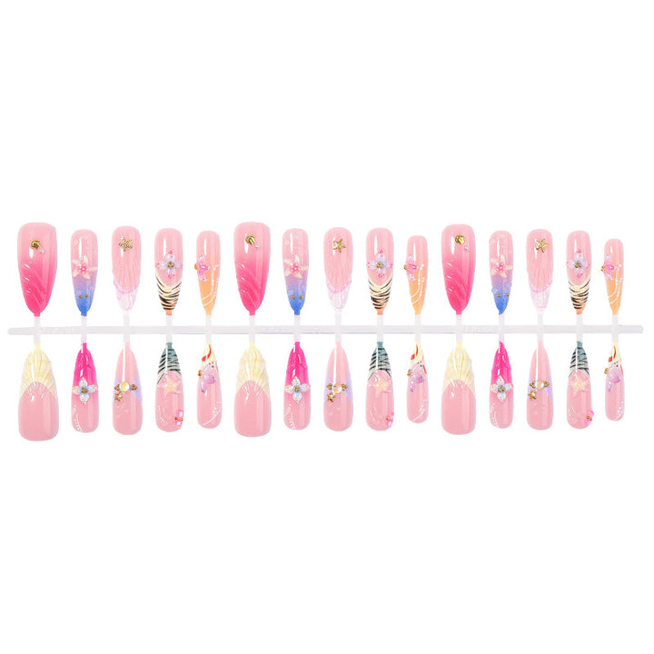 Dekorativer Press-On Nagelset mit floralen Akzenten Karnz 1788495788