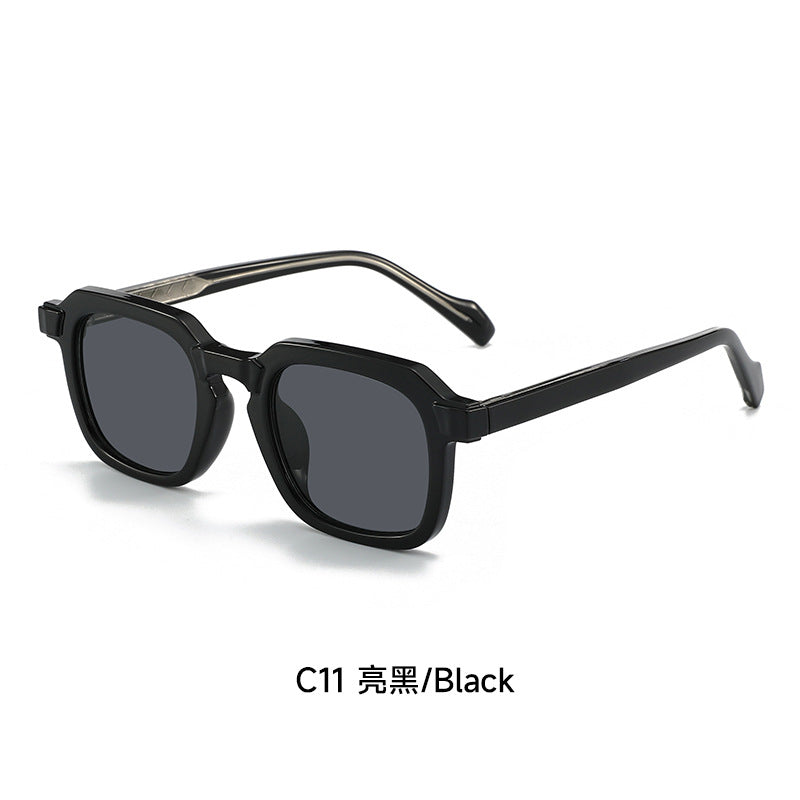 Damen moderne, geometrische Sonnenbrille mit stilvollem, robustem Rahmen Karnz